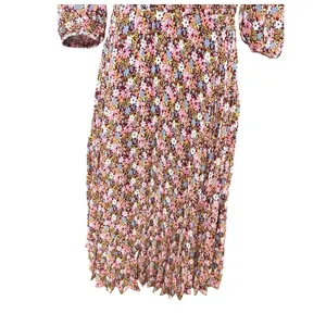 BCBGeneration floral Smocked Mini Dress Square Neck Bubble Sleeve 0 NWOT Cottage thumbnail 5
