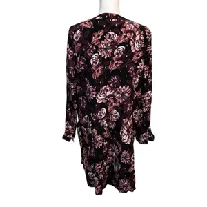 Garnet Hill Dress Women 12 Black Moody Floral Pockets Knee Length‎ Boho Artsy thumbnail 2