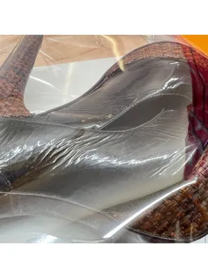 Stuart Weitzman Patent Leather Slingback Peep-Toe Woven Rattan Heel Size 7.5 thumbnail 14