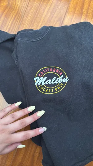 Brandy Melville black Malibu Cropped red logo Crewneck thumbnail 2