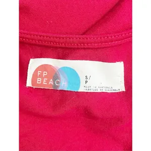 Free People Beach Drew Tee Dress Barbados Cherry Red Twist Sleeve Midi Sz Small thumbnail 9