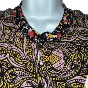 FREE‎ PEOPLE Wildflower Fields Mixed Floral Paisley Tunic Henley Blouse EUC M thumbnail 3