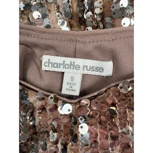 Charlotte Russe Sequin Mini Dress Brown Y2K McBling Party Glam Small thumbnail 6