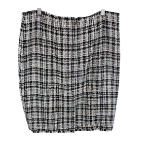 Calvin Klein Womens Multi Color Tweed Plaid Pencil Skirt Frayed Hem Size‎ 14 thumbnail 2