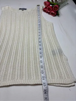Marled Reunited Clothing Cream Ribbed Knit Tank Top - Size L Minimalist Basic thumbnail 6