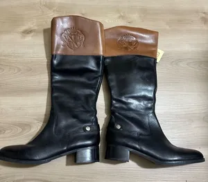 Franco Sarto Black and Brown l Chipper Leather Riding Boots‎ Size 9.5 Two Tone thumbnail 1