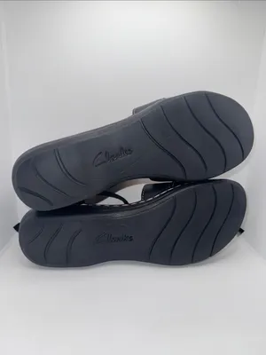 CLARKS Leisa Wave Fisherman Sandal Flats Black Leather Women’s 7 thumbnail 8