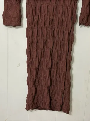 See You Monday Textured Midi Dress Brown Long Sleeve Bodycon Size L NWT thumbnail 10