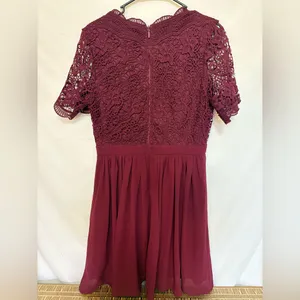 Lulus Angel in Disguise Burgundy Lace Skater Dress Size‎ Large thumbnail 6