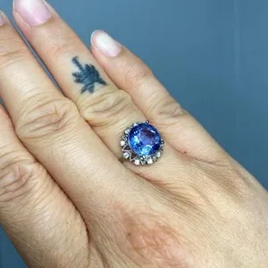 Blue Sapphire Crystal Adjustable Ring Ethereal Fairy Renfaire thumbnail 2
