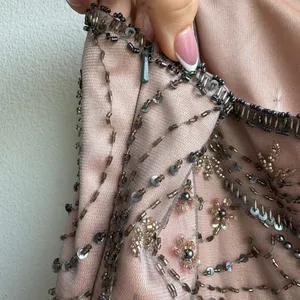 Sue Wong Beaded Embroidered Pink Gray Bubble Cocktail Party Dress Size 10 Medium thumbnail 7
