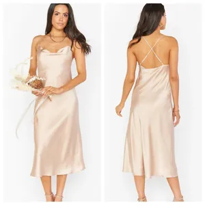 Show Me Your Mumu Verona Cowl Dress Champagne Luxe Satin thumbnail 7