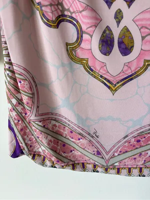 Emilio Pucci Pink Patterned Tunic Top 3/4 Sleeves Boat Neck Luxury Designer thumbnail 5