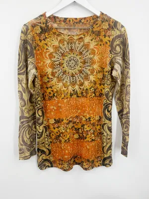Vintage Y2K Whimsical Fairycore Long Sleeve Shirt Size Medium Rhinestone Boho thumbnail 2