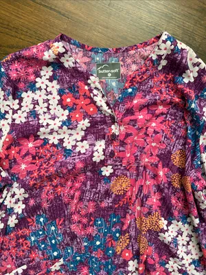 Butter Soft Scrub top Floral V-Neck Tunic - Pink Multi thumbnail 3