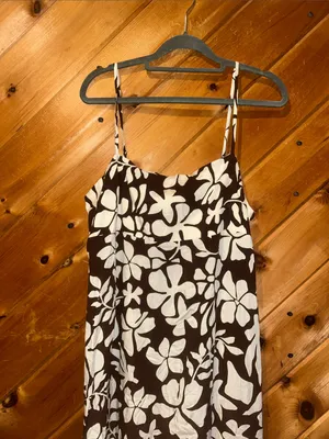 Paper Heart Brown and White Tropical Floral Print Tiered Maxi Dress NWT thumbnail 4