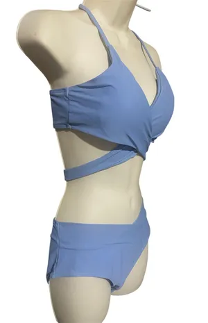 Bikini Two-piece Set Medium Blue Wrap Women size M summer swimsuit thumbnail 1