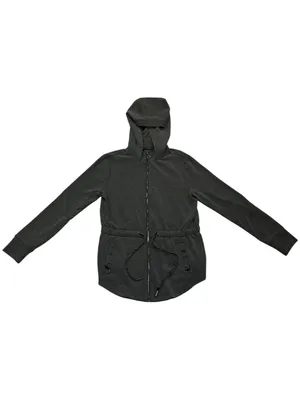 White House Black Market Grey Heather Drawstring Full Zip Hooded Athletic Jacket thumbnail 3