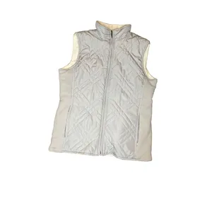 Izod Puffer Vest Reversible Zip Up‎ Fleece Lightweight Grayish White Vest Sz S thumbnail 2
