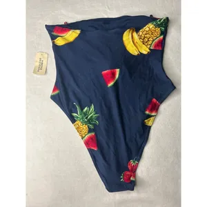 Forever 21 Fruit Print One Piece Swimsuit Large‎ NWT Navy Blue Watermelon Banana thumbnail 4