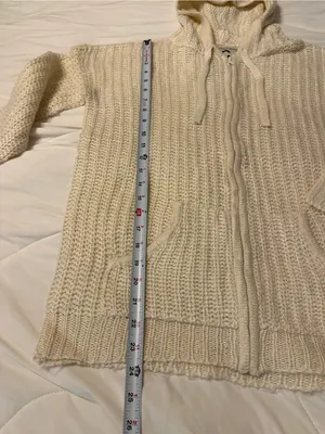 Culture Couture Cream Knit Zip-Up Hooded Sweater - NWT - Size XS (oversized) thumbnail 9