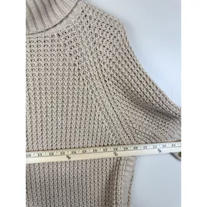 J.Crew Women’s Size XS Cozy Knit Turtleneck Poncho Sweater 100% Cotton Camel thumbnail 11
