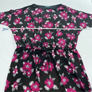 NWT Ralph Lauren Purple Black‎ Floral Tie Waist 3/4 Sleeve Stretch Dress Size 1X thumbnail 7