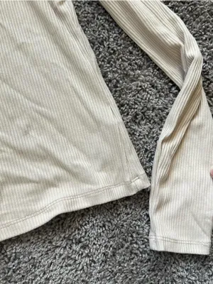 Dolls Kill Off-Shoulder Ribbed Top in Cream thumbnail 2