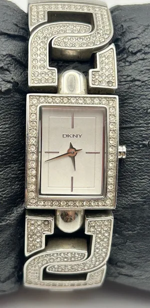 DKNY Silver-tone Encrusted Stainless Steel Band Watch Working New Battery thumbnail 1