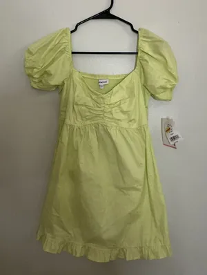 Motherhood Light Lime Puff Sleeve Mini Dress thumbnail 1