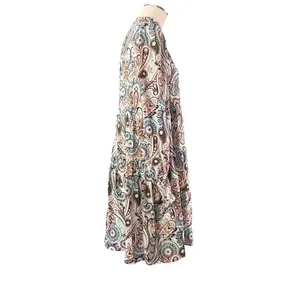 $138‎ Anthropologie Cady Tiered Longsleeve Mint Paisley Tunic Dress XS thumbnail 8