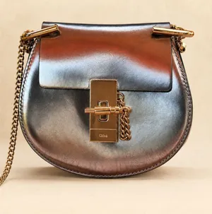 Chloé Drew Micro Metallic Silver Leather Crossbody Bag Gold Hardware Italy thumbnail 1