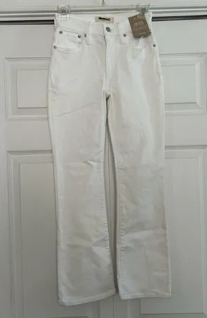 Madewell Mid Rise Kick Out Ankle Length Jeans Pure White Womens Size 23 thumbnail 5