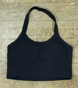 Diosa Fit Ribbed Halter Sports Bra Dark Grey Size Medium thumbnail 1