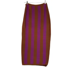 Anthropologie Striped Knit‎ Pencil Boho Skirt Purple Workwear Elegant Size L thumbnail 7