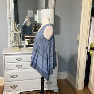 Ivy Jane Cotton Flowy Waterfall Sides Tank Top Blue Cotton Womens Small thumbnail 2