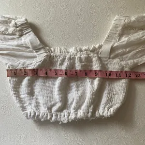 Sim & Sam White Peasant Crop Top Size S Long Sleeve Boho Cottagecore thumbnail 5