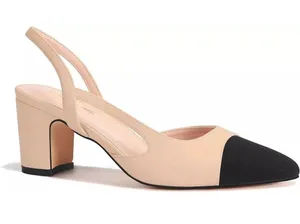 NWOB Carcuume Women's Slingback Heels, Two Tone Sexy Casual Low Chunky Heels. thumbnail 2