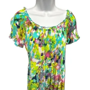 Allison Taylor Water Color Abstract Crinkle Top Size Medium Color Block‎ thumbnail 3