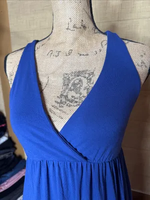 Cynthia Rowley Royal Blue Hi-Low Maxi Dress Criss Cross Back Small thumbnail 3