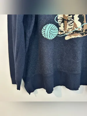 Astrologie Dark Navy Blue Cat/Kitten with Yarn Pullover Sweater Size XXL thumbnail 7