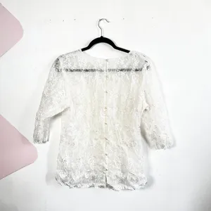 Vintage White Bridal Lace Top‎ Sz Medium Wedding Romantic thumbnail 2