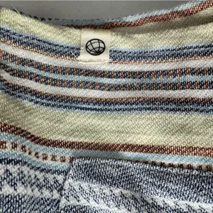 Free Planet Aztec Baja Pullover Hoodie Cream Blue Coral Hippie Boho Grunge Large thumbnail 9