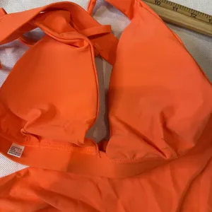 Bikini Women's Medium Orange Hi-Waist Hi-Cut Thong NEW Sexy Swimwear thumbnail 6