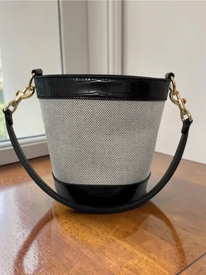 Jason Wu Textured Canvas Leather Crocodile Trim Bucket Bag thumbnail 4
