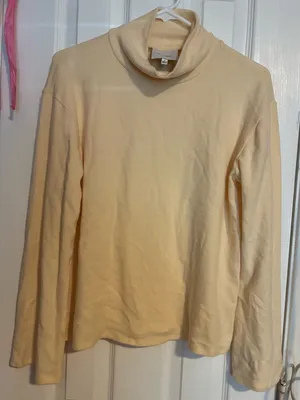 Reformation Anya Knit Top In Custard Soft Cream Turtleneck Sweater size small thumbnail 2