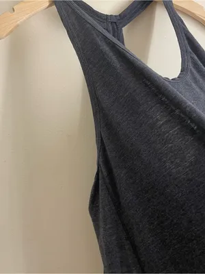 Lululemon Om Racerback Tank Heathered Black Grey Long Loose Yoga Top thumbnail 9