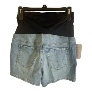 Isabel Maternity Over Belly Midi Light Wash Jean Shorts Size 2/26 thumbnail 2