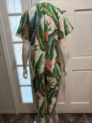 Farm Rio Tropical Pineapple Print Women’s Jumpsuit in Green & Cream S-S thumbnail 12