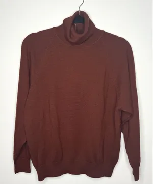 Oleg Cassini Brown Turtleneck Sweater Womens Large Wool Blend‎ Raglan Knit Top thumbnail 1
